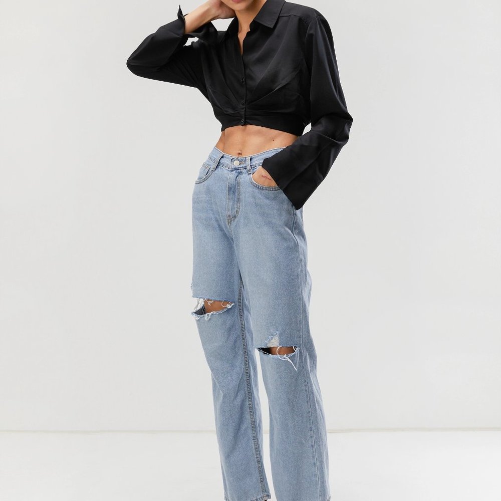 Oak + Fort white cropped button up